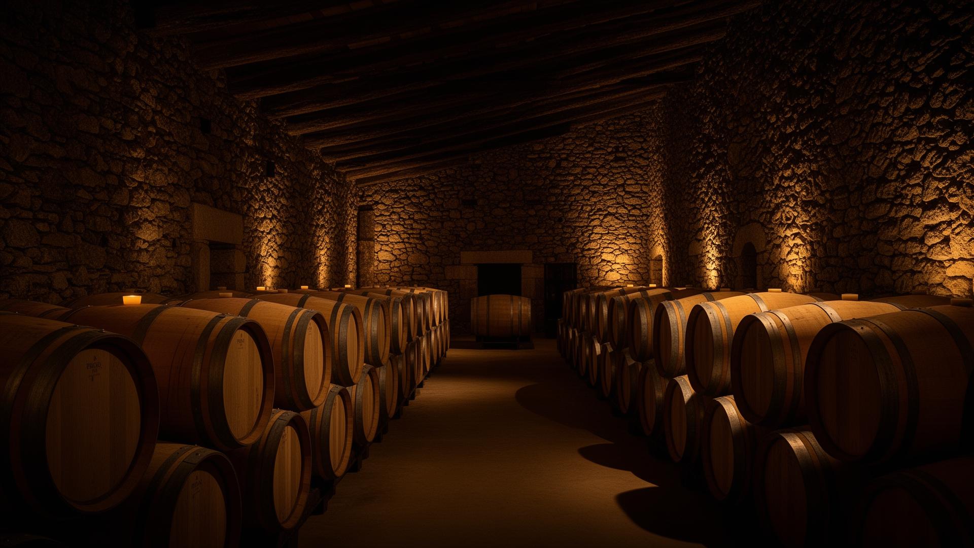 Atmospheric barrel cellar of a traditional Priorat winery