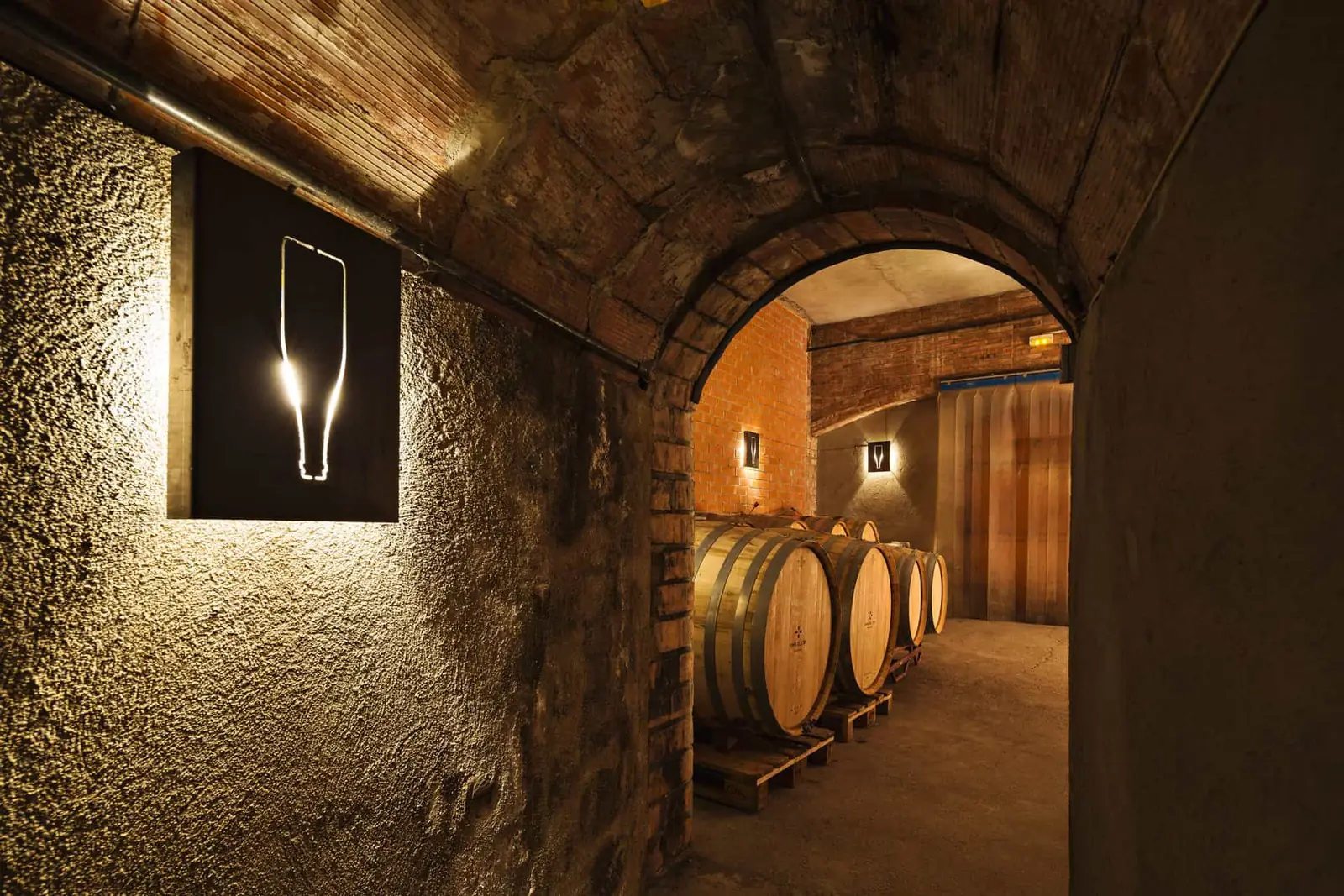 Barrel cellar at a boutique family winery in the Penedès